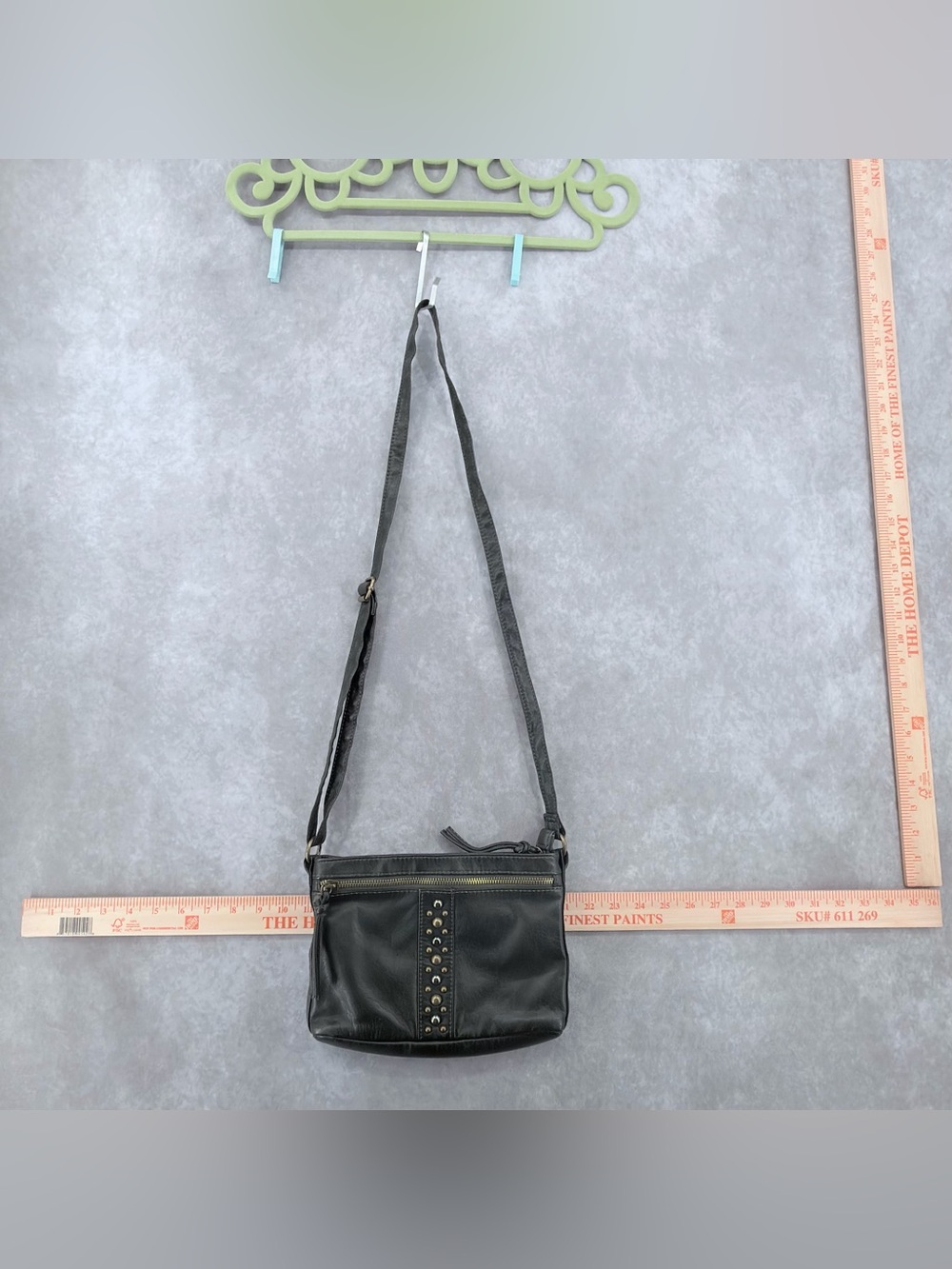 Bueno Black Studded Crossbody Bag with Adjustable Strap